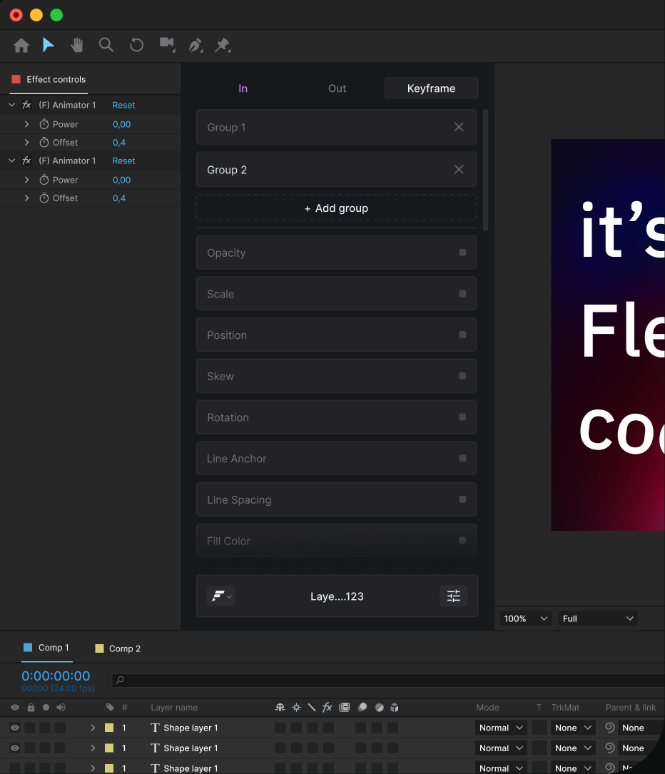 Flexile After Effects Interface